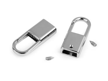 Endstück für Kordeln/Schnüre 9mm Breite mit Karabiner Nickel